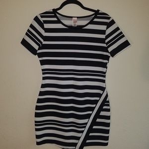 Mimc Black & White Striped Dress